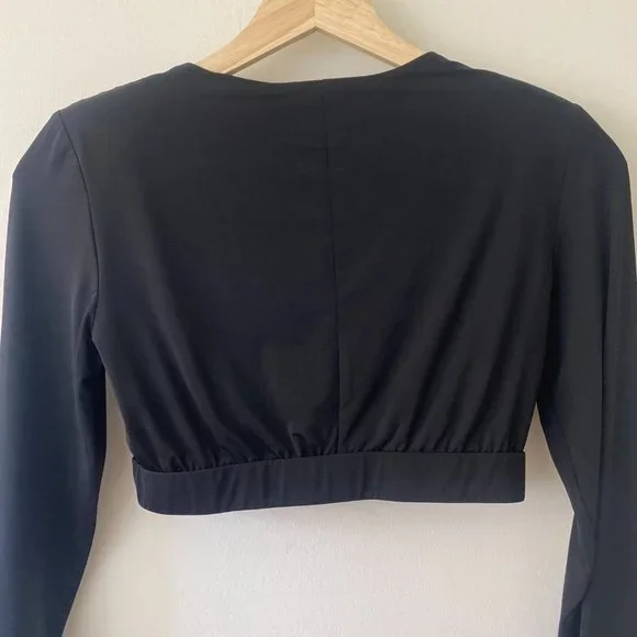 NWT Misha Collection Regina Black Deep V Crop Top - Picture 8 of 10